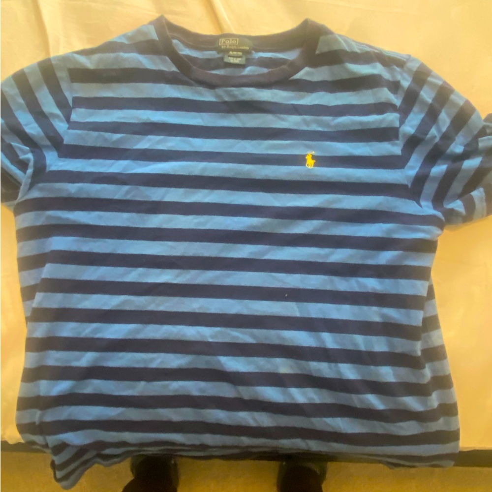 Polo by Ralph Lauren Blue striped T-shirt sz Youth XL